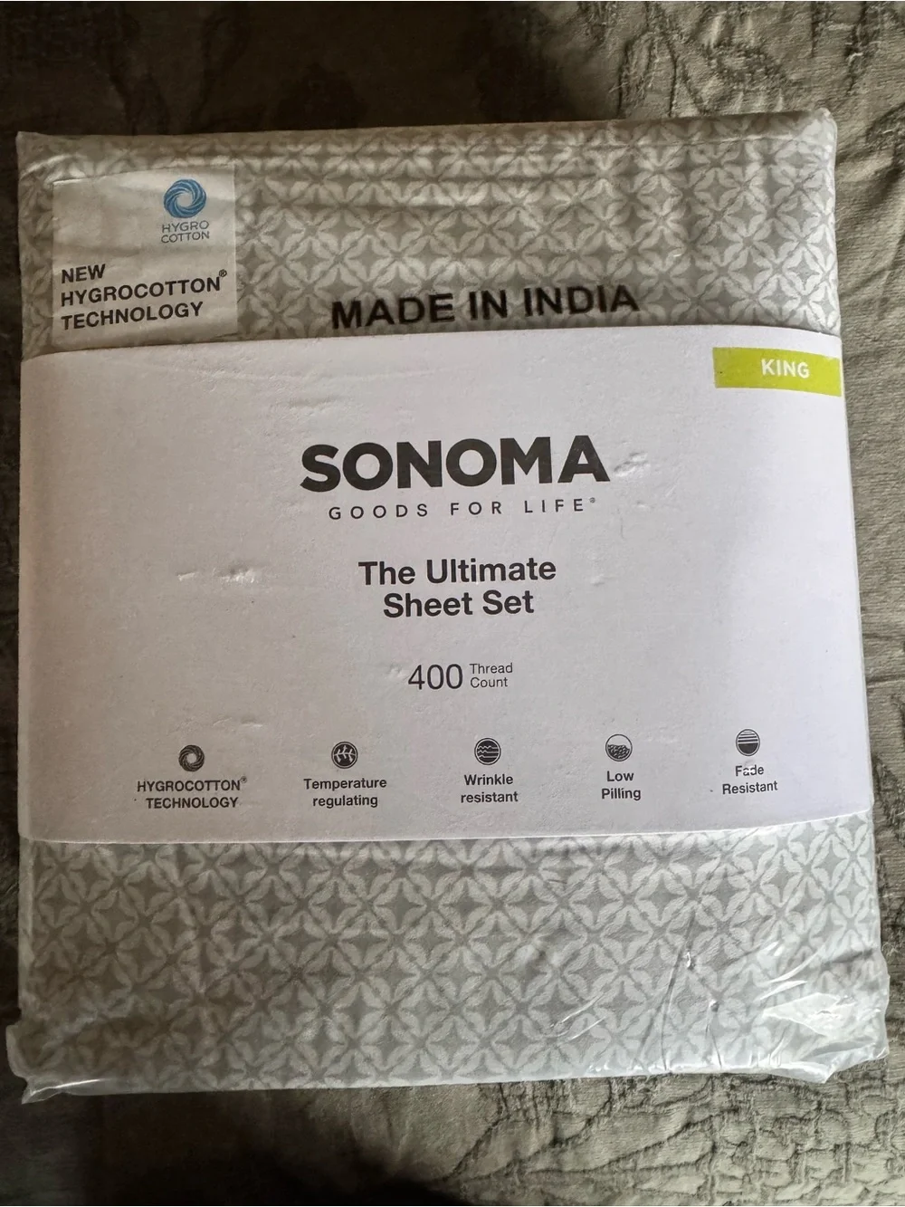 Sonoma Sheet Set in Light Gray Pattern